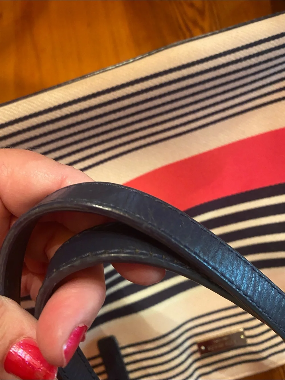 kate spade Pink, Navy & Red Striped Tote